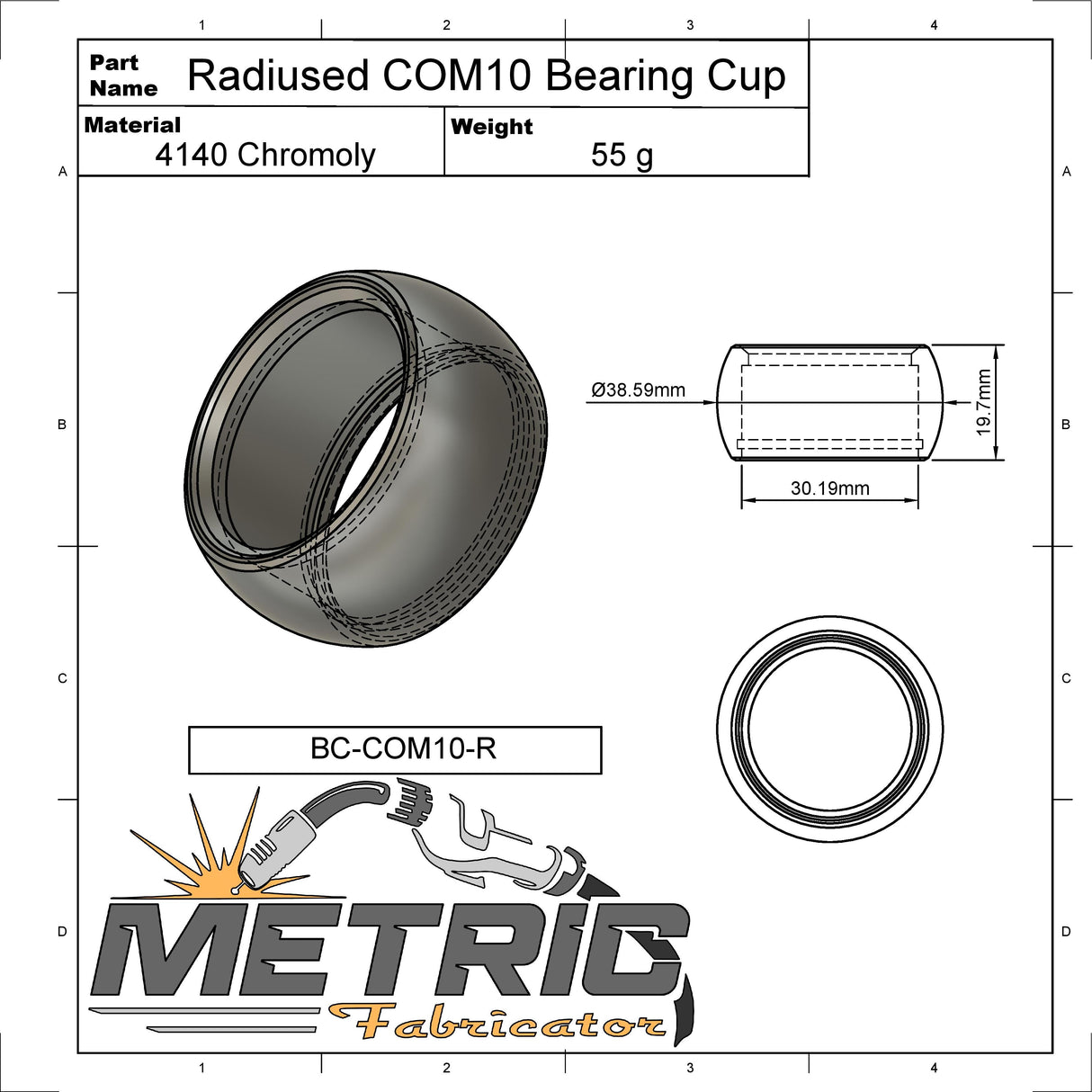 Radiused COM-10 Bearing Cup