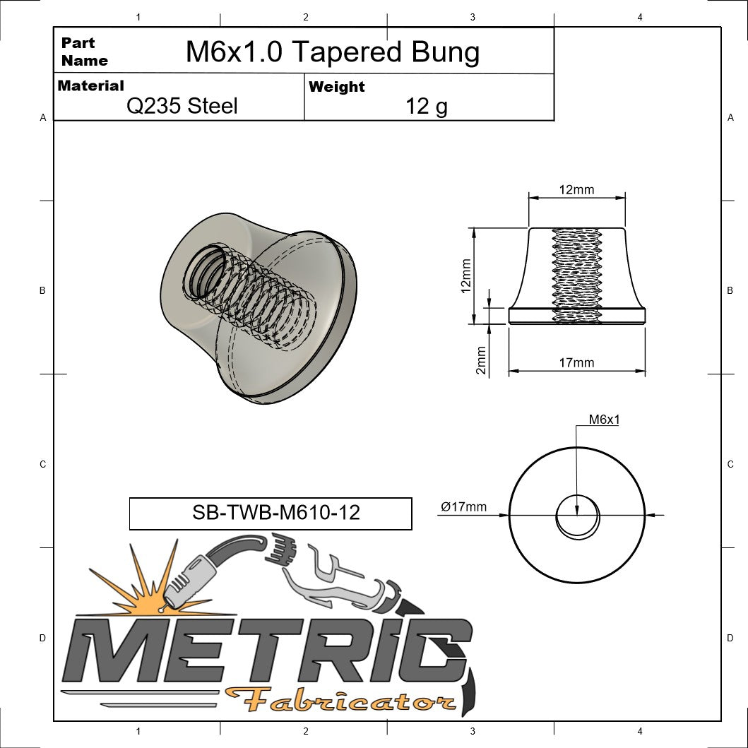 M6x1.0 Tapered Weld Bung