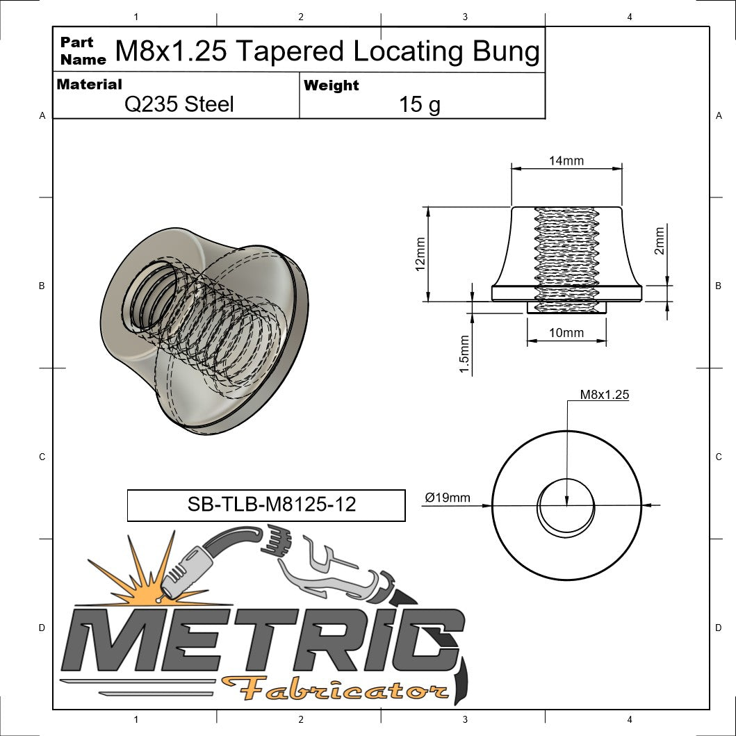 M8x1.25 Tapered Locating Weld Bung