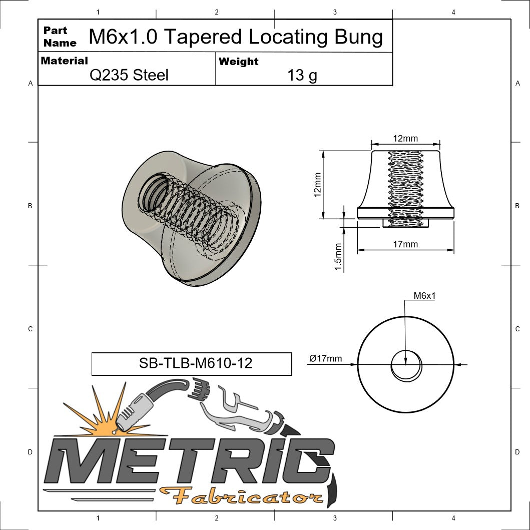 M6x1.0 Tapered Locating Weld Bung