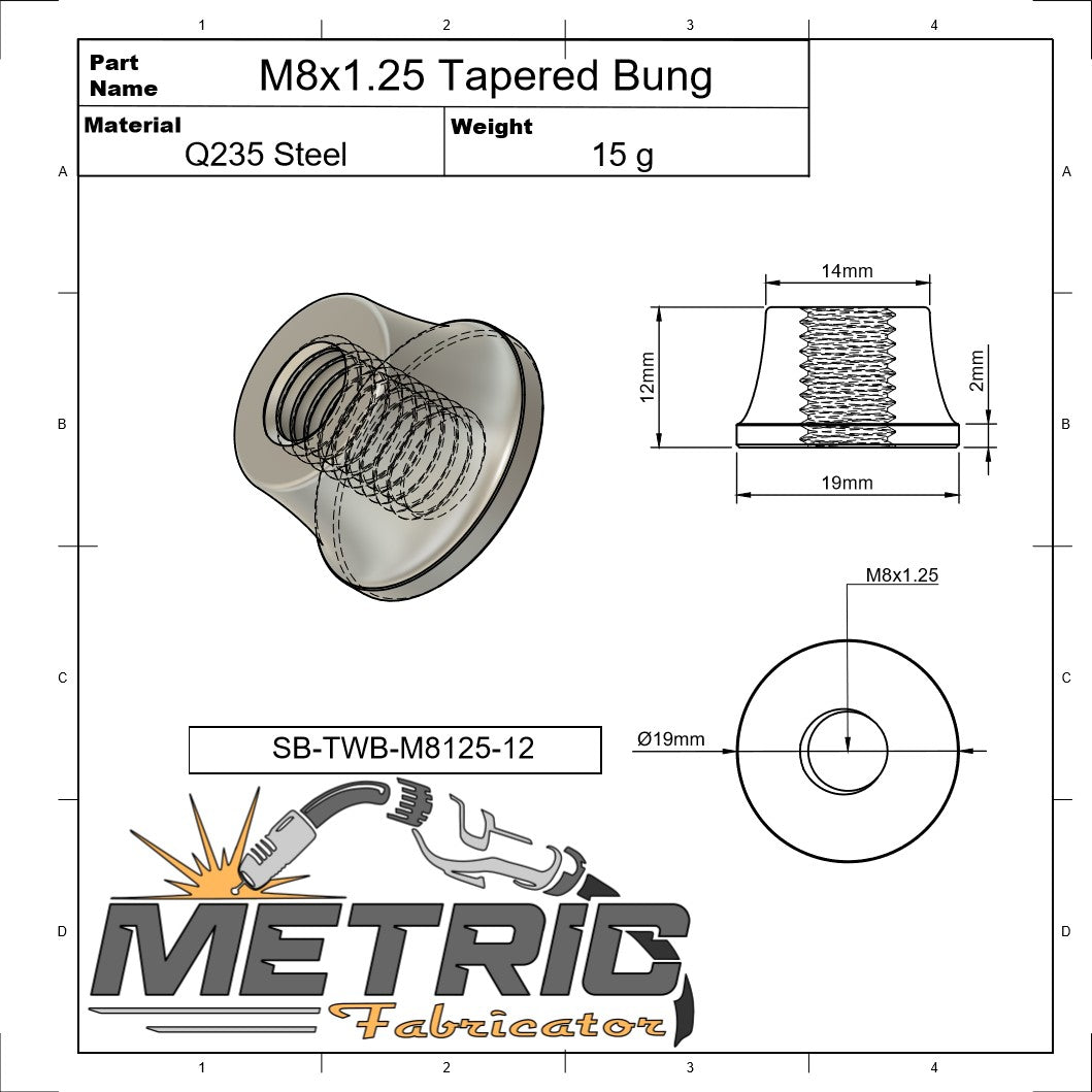 M8x1.25 Tapered Weld Bung
