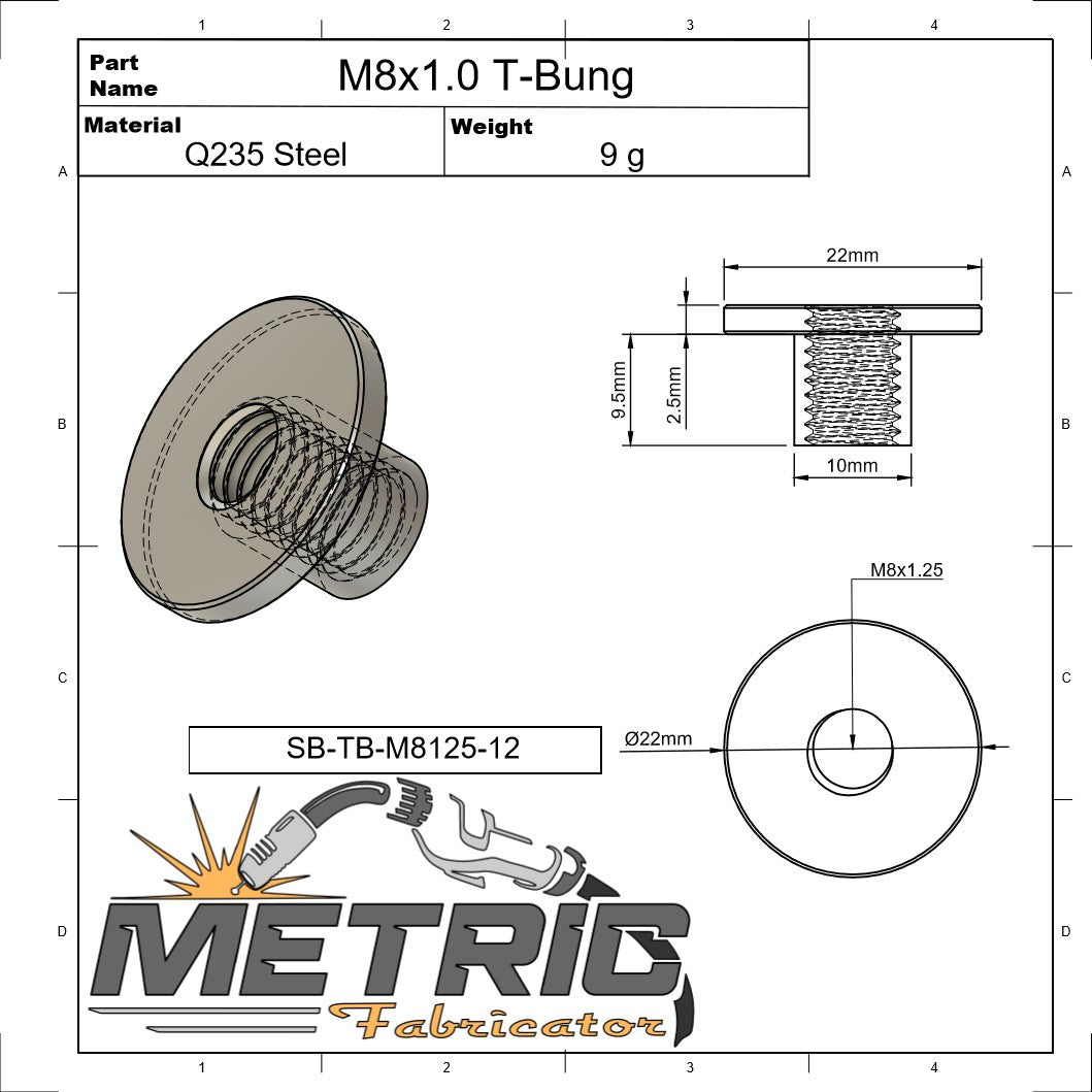 M8x1.25 Weld T-Bung