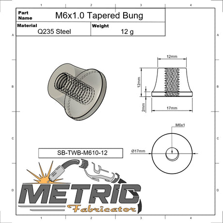 M6x1.0 Tapered Weld Bung
