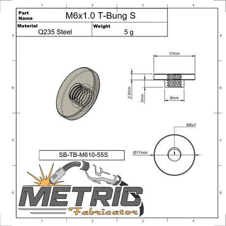 M6x1.0 Short Weld T-Bung