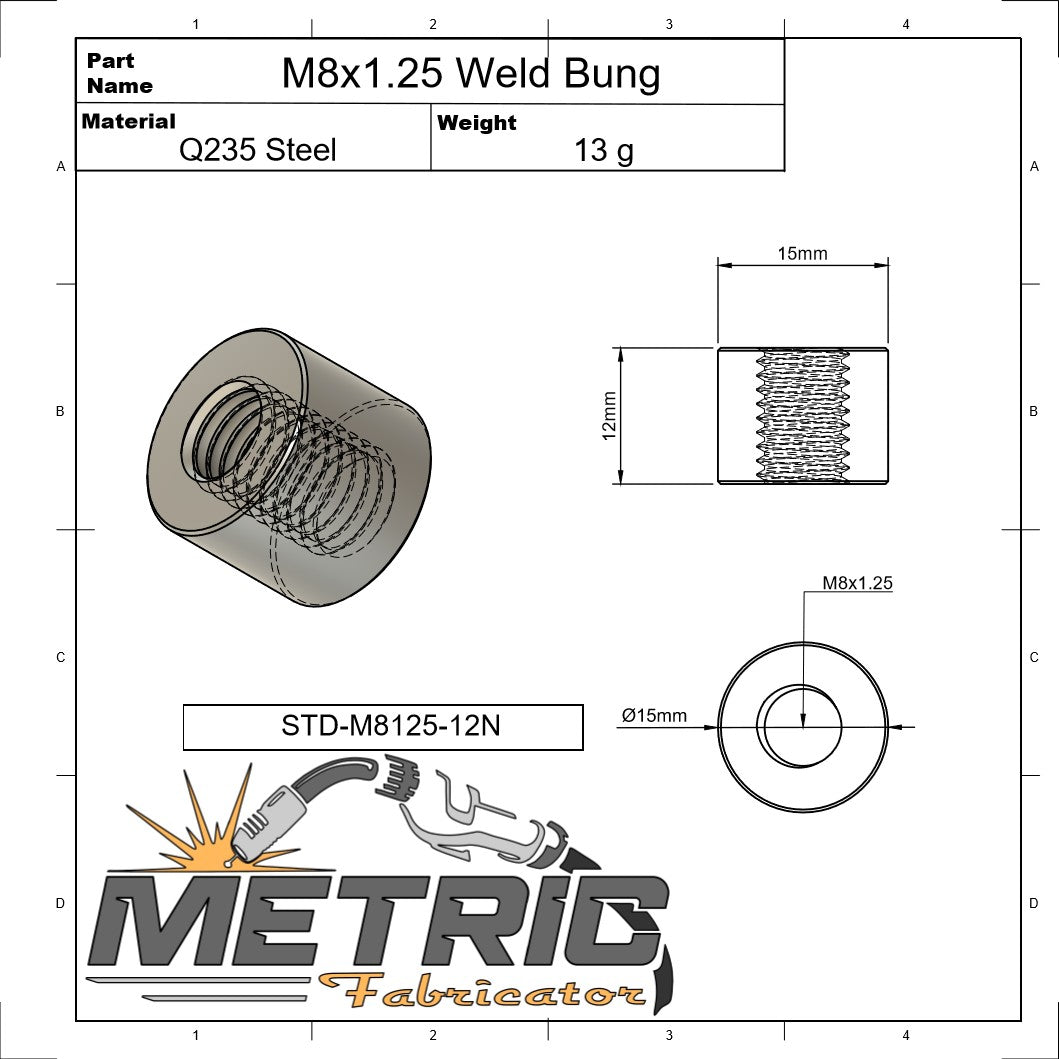 M8x1.25 Weld Bung