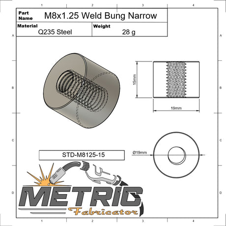 M8x1.25 Weld Bung Narrow