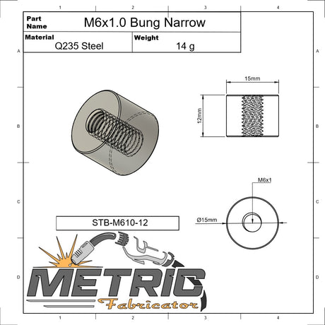 M6x1.0 Weld Bung Narrow